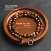 Collier "Énergie Terre & Feu" en Pierre de Lave & Oeil de Tigre - - L'Arbre des Chakras