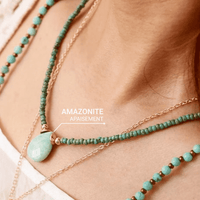 Collier Goutte en Amazonite & Perles de Jaspe -  - L'Arbre des Chakras