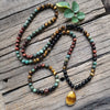 Collier Mala "Énergies Protectrices" en Oeil de Tigre, Oeil de Taureau, Turquoise Africaine & Onyx - Set 2 : Collier + Bracelet - L'Arbre des Chakras