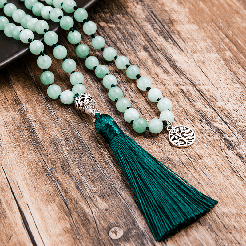 Collier Mala Premium "Paix Intérieure" en Jade de Birmanie -  - L'Arbre des Chakras