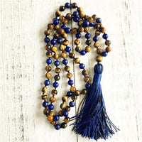 Collier Mala "Protection & Communication" en Lapis Lazuli & Oeil de Tigre -  - L'Arbre des Chakras