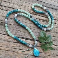 Collier Mala "Transformation" en Apatite, Aventurine Verte & Labradorite - Collier Mala - L'Arbre des Chakras