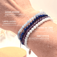 Ensemble "Équilibre Intérieur" en Améthyste, Pierre de Lune, Lapis-Lazuli & Aigue-Marine -  - L'Arbre des Chakras