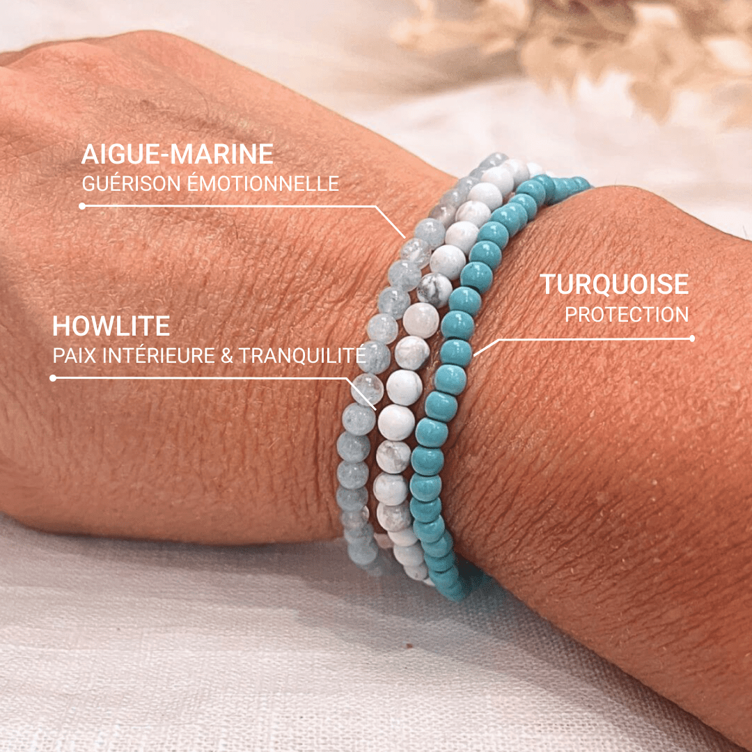 Ensemble "Océan de Bien-Être" en Turquoise, Howlite & Aigue-Marine -  - L'Arbre des Chakras