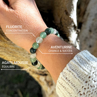 Bracelet "Jardin de Prospérité" en Aventurine, Fluorite Verte & Agate Mousse -  - L'Arbre des Chakras