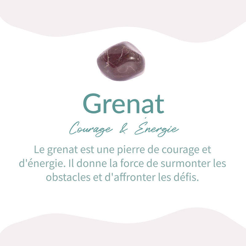 Bague Ajustable "Prema" en Grenat & Argent -  - L'Arbre des Chakras