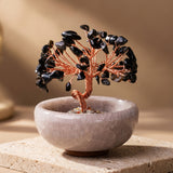 Arbre Feng Shui "Énergies Sacrées" en Pierres Naturelles - Obsidienne - L'Arbre des Chakras