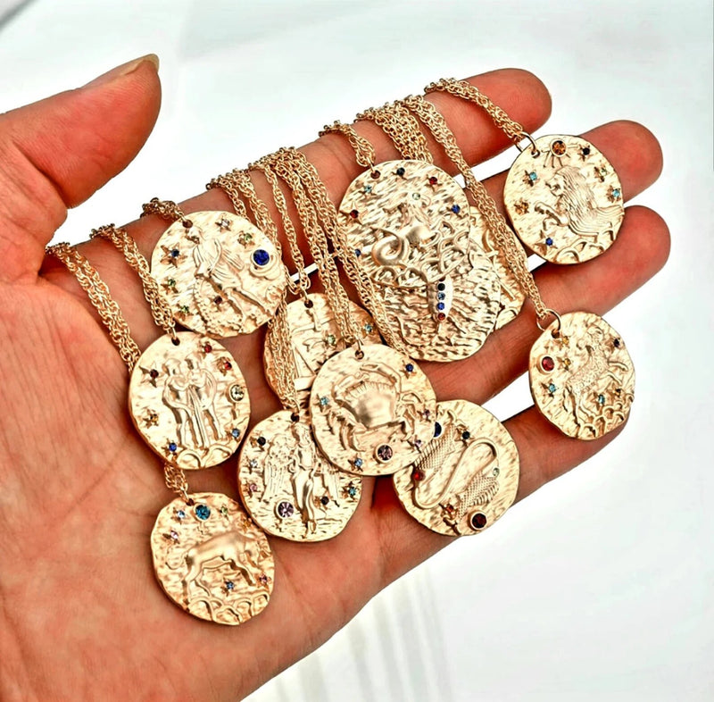 Pendentif Constellation Dorée - Signes du Zodiaque - - L'Arbre des Chakras