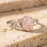 Bague Ajustable "Sérénité Rose" en Quartz Rose - - L'Arbre des Chakras