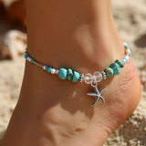 Bracelet de Cheville Étoile de Mer en Turquoise - - L'Arbre des Chakras