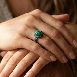 Bague "Fleur de Protection" en Malachite - - L'Arbre des Chakras