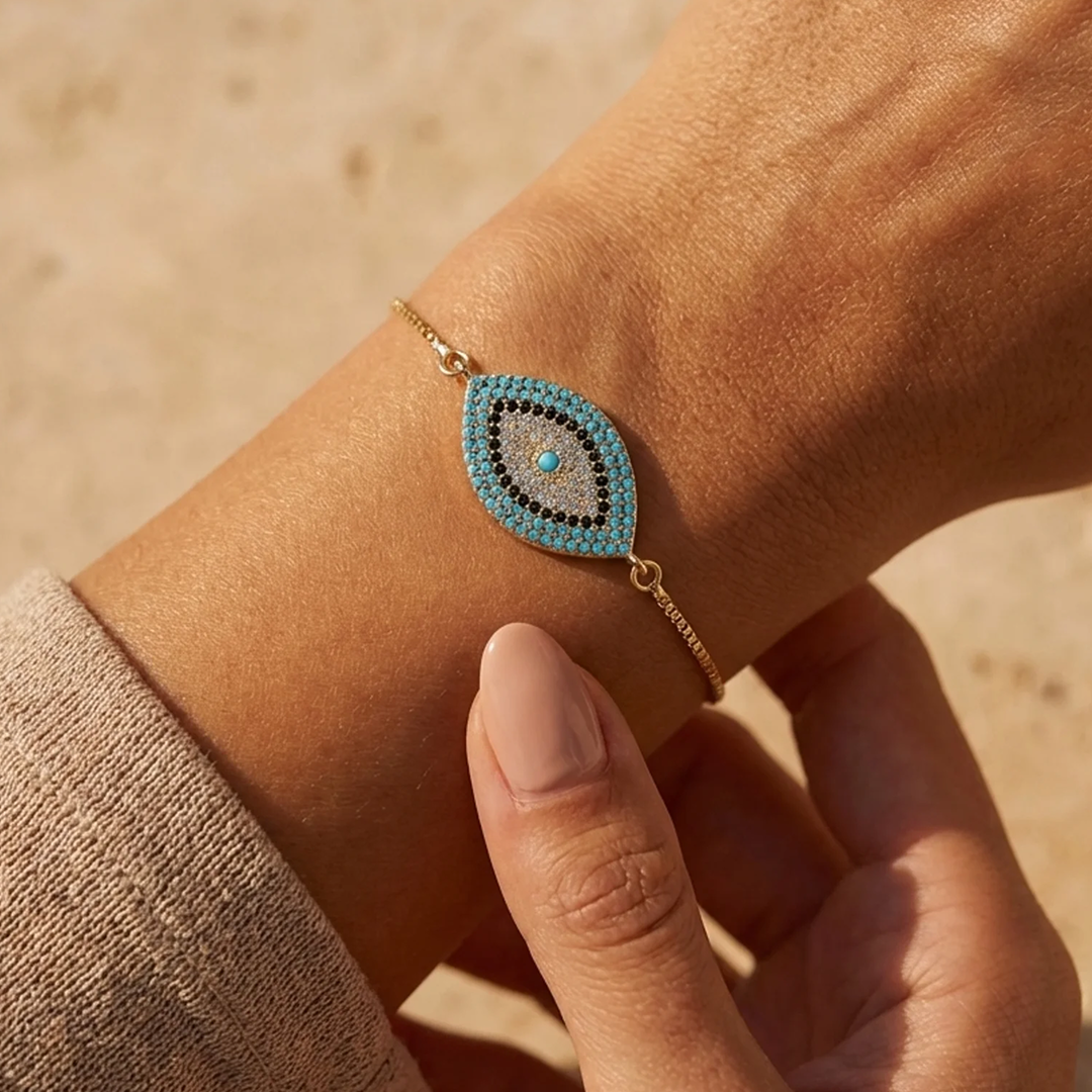 Bracelet Oeil Bleu - Protection du Mauvais Œil - - L'Arbre des Chakras