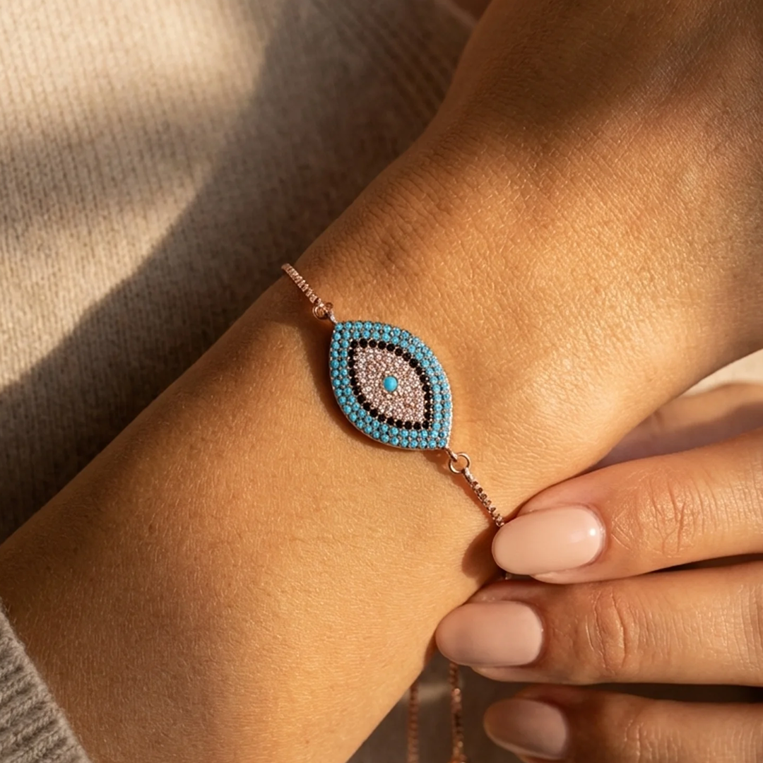 Bracelet Oeil Bleu - Protection du Mauvais Œil - - L'Arbre des Chakras