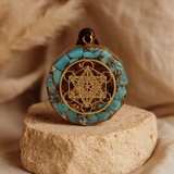 Pendentif Orgonite Métatron en Turquoise - - L'Arbre des Chakras