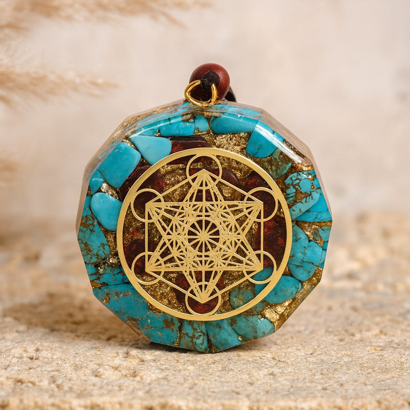 Pendentif Orgonite Métatron en Turquoise - - L'Arbre des Chakras