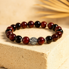 Bracelet Premium "Flamme Ardente" en Grenat, Œil de Taureau & Obsidienne noire