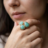 Bague "Triple Vague d’Apaisement" en Amazonite - - L'Arbre des Chakras