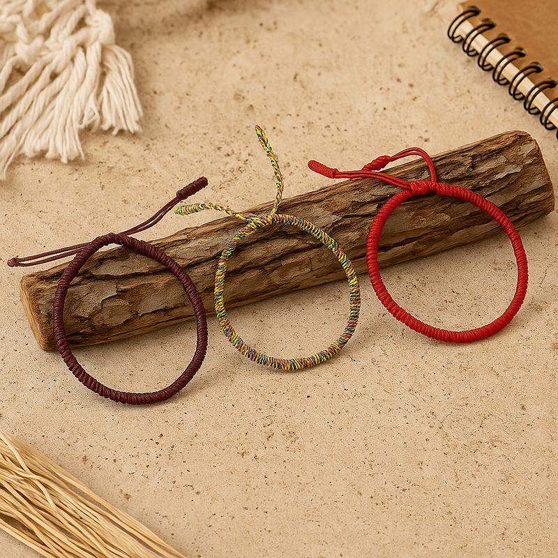 Trio de Bracelets Tibétains "Porte-Bonheur"