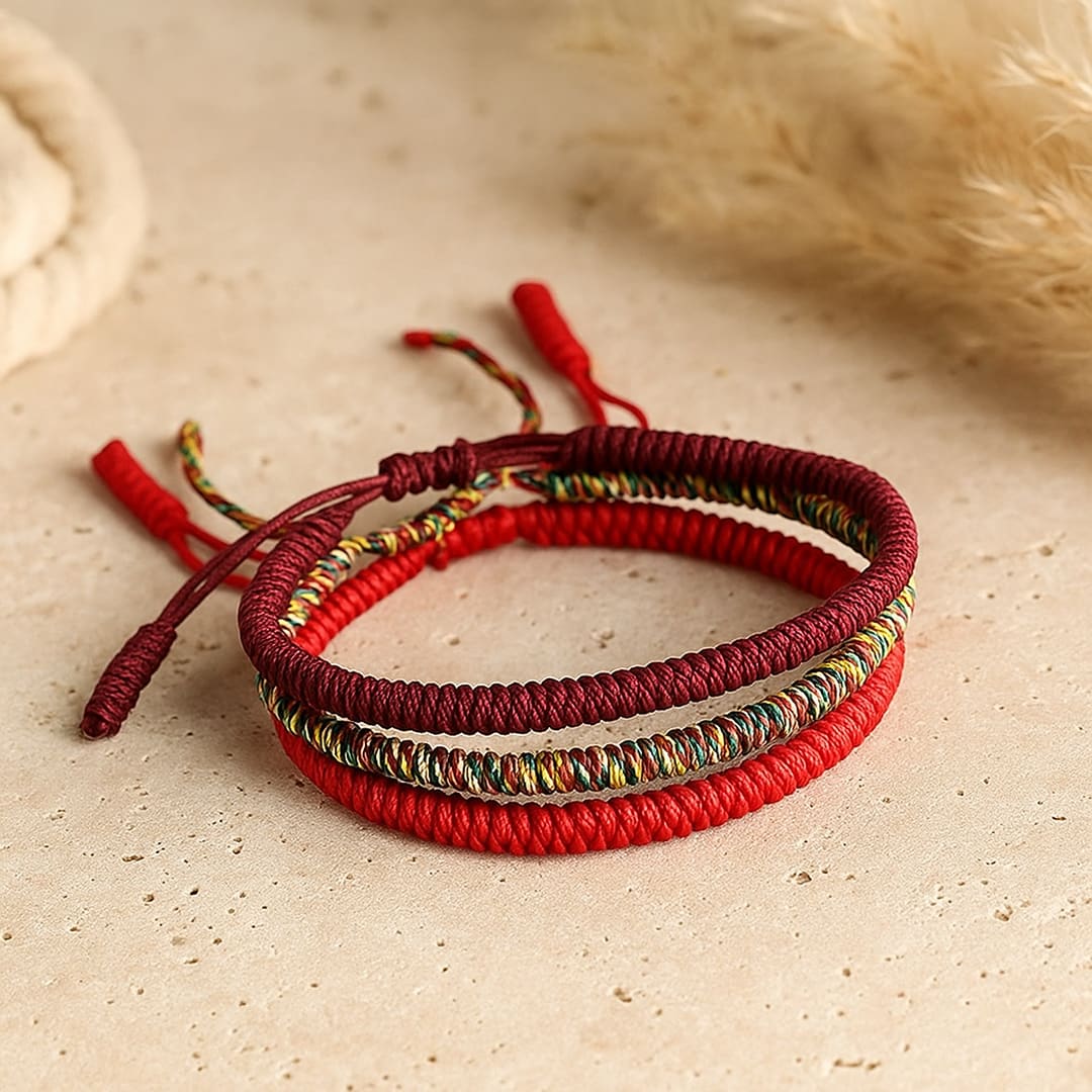 Trio de Bracelets Style Tibétain "Porte-Bonheur" - - L'Arbre des Chakras