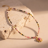 Collier “Aura Viva” en Tourmaline & Rhodonite - - L'Arbre des Chakras