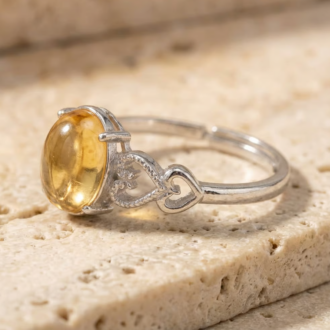 Bague Ajustable "Joie & Abondance" en Citrine - - L'Arbre des Chakras