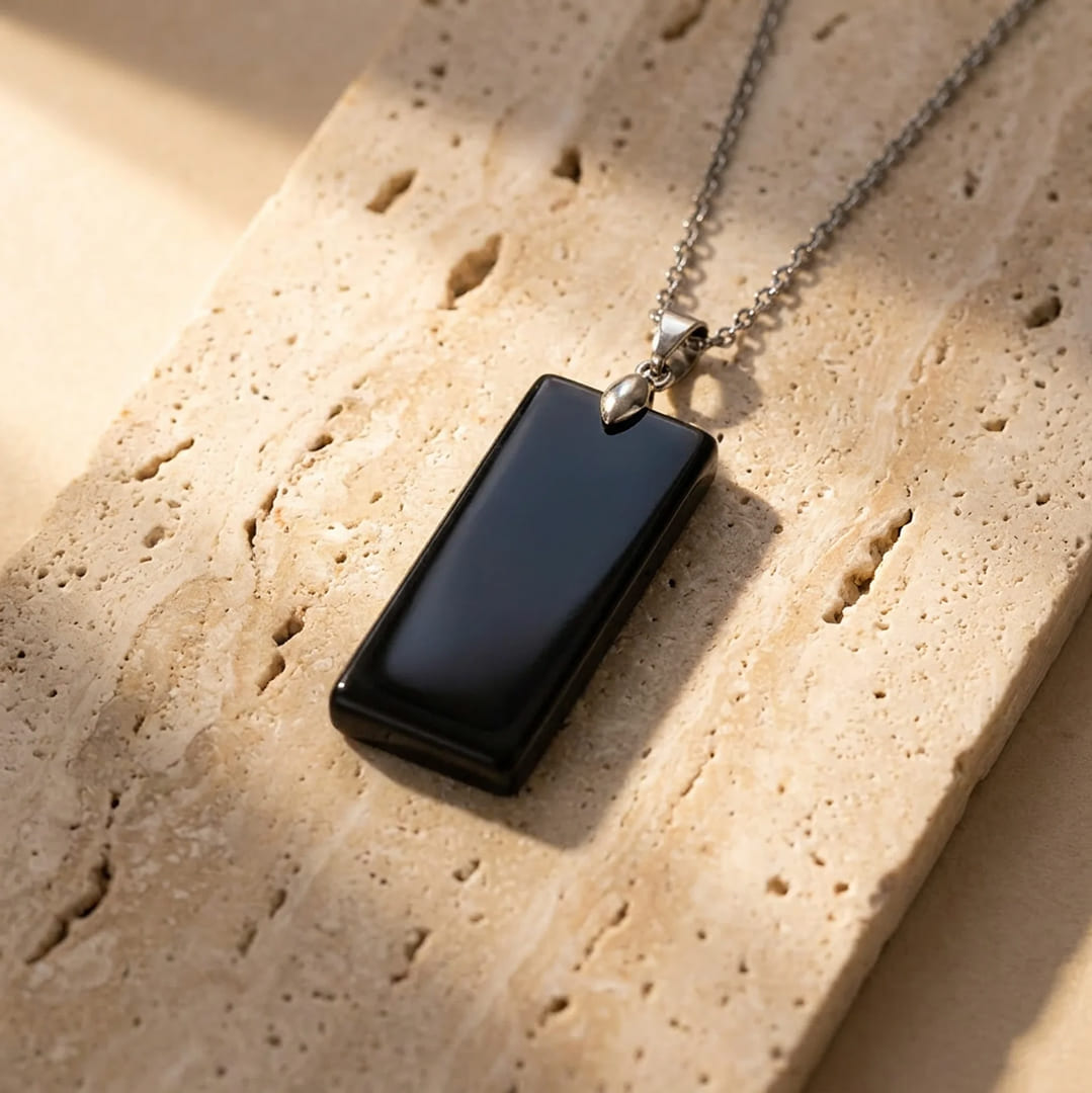 Pendentif "Élégance & Puissance" en Pierre Naturelle - Obsidienne Noire - L'Arbre des Chakras