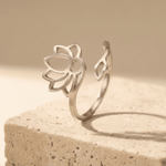 Bague Ajustable Lotus Divin - Argent - L'Arbre des Chakras