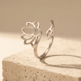 Bague Ajustable Lotus Divin - Argent - L'Arbre des Chakras