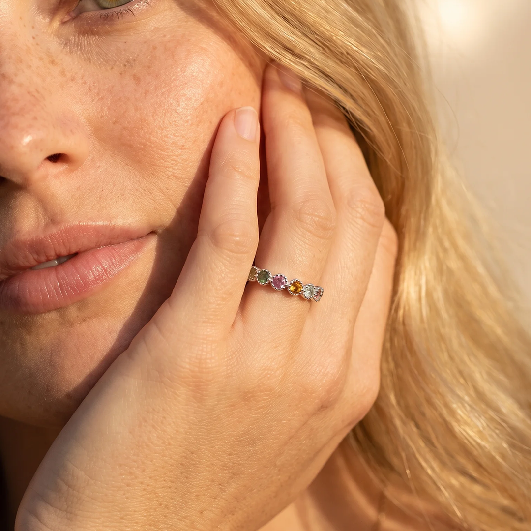 Bague Ajustable "Mangala" en Tourmaline Multicolore - - L'Arbre des Chakras