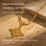 Pendentif "Protection Éternelle" - Nœud de Sorcière, Chaîne plate - - L'Arbre des Chakras