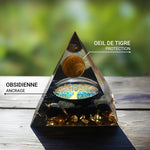 Orgonite "Arbre de Vie Renaissant" en Oeil de Tigre & Obsidienne -  - L'Arbre des Chakras