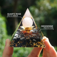 Orgonite "Lotus Divin" en  Obsidienne & Quartz Rose -  - L'Arbre des Chakras