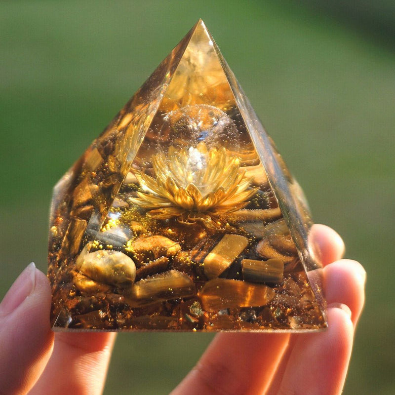 Orgonite &quot;Lotus Divin&quot; en Oeil de Tigre -  - L&#39;Arbre des Chakras