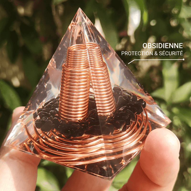 Orgonite "Protection Énergétique Amplifiée" en Obsidienne -  - L'Arbre des Chakras