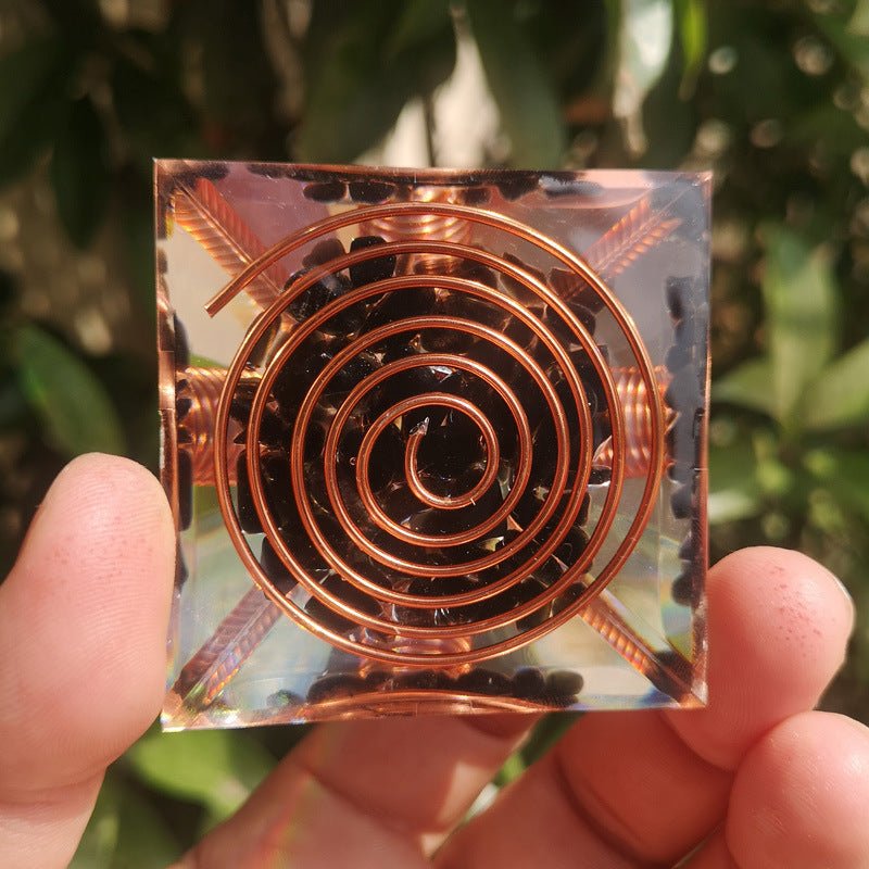 Orgonite "Protection Énergétique Amplifiée" en Obsidienne -  - L'Arbre des Chakras