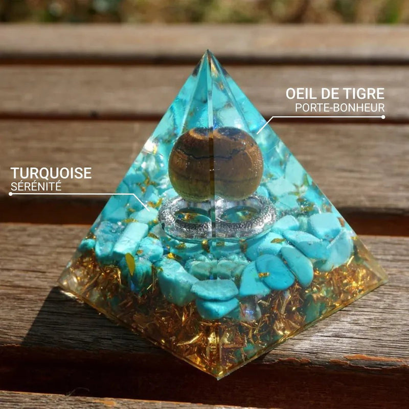 Orgonite "Soleil Magique" en Turquoise & Oeil de Tigre -  - L'Arbre des Chakras