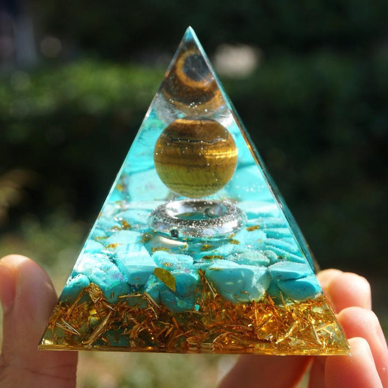 Orgonite "Soleil Magique" en Turquoise & Oeil de Tigre -  - L'Arbre des Chakras