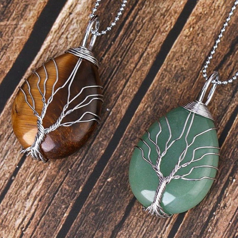 Pendentif Arbre de Guérison en Pierre Naturelle -  - L&#39;Arbre des Chakras