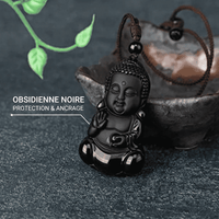 Pendentif Bouddha en Obsidienne Noire -  - L'Arbre des Chakras