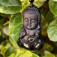 Pendentif Bouddha en Obsidienne Noire -  - L'Arbre des Chakras