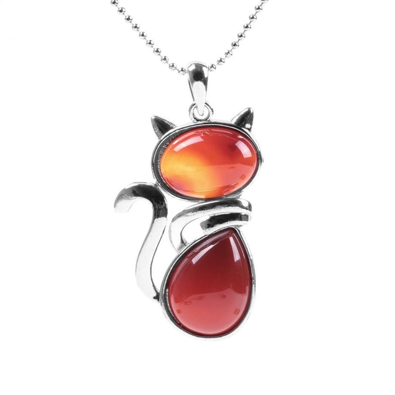 Pendentif Chat en Pierre Naturelle - Agate Rouge - L'Arbre des Chakras