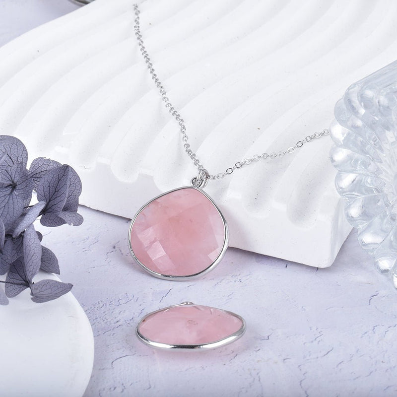 Pendentif &quot;Douceur Infini&quot; en Quartz Rose - Argent - L&#39;Arbre des Chakras