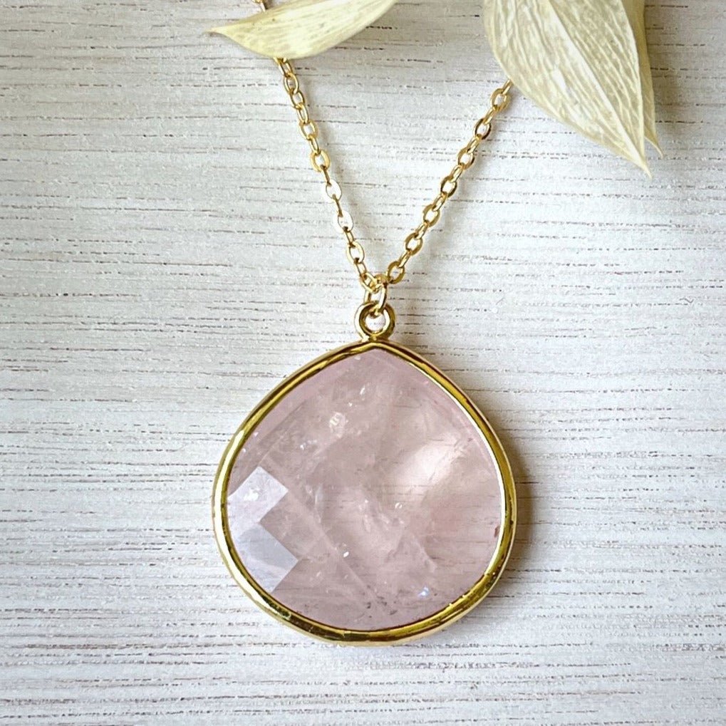 Pendentif "Douceur Infini" en Quartz Rose - Or - L'Arbre des Chakras