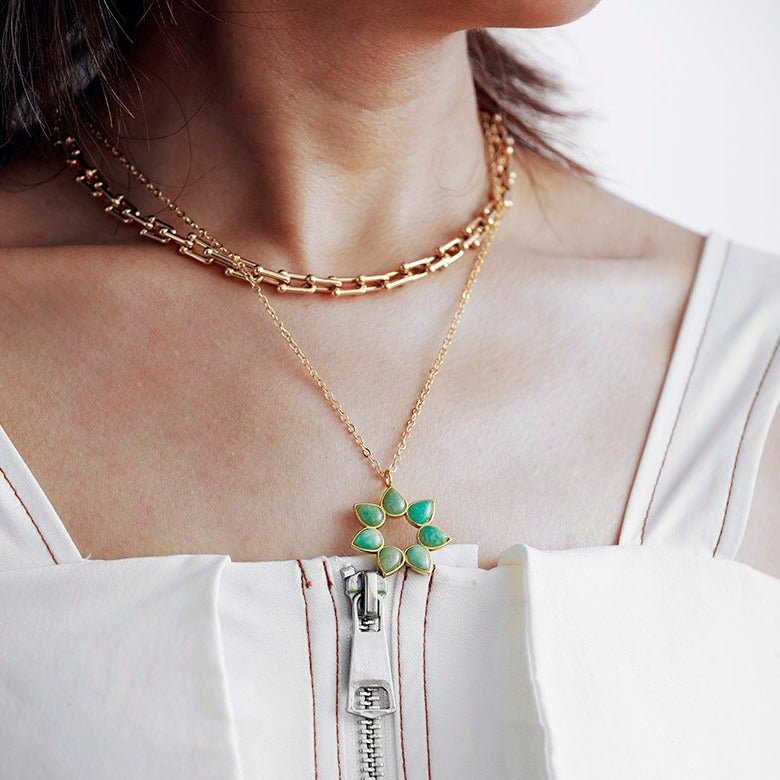 Pendentif &quot;Fleur d&#39;Amour&quot; en Pierres Naturelles -  - L&#39;Arbre des Chakras