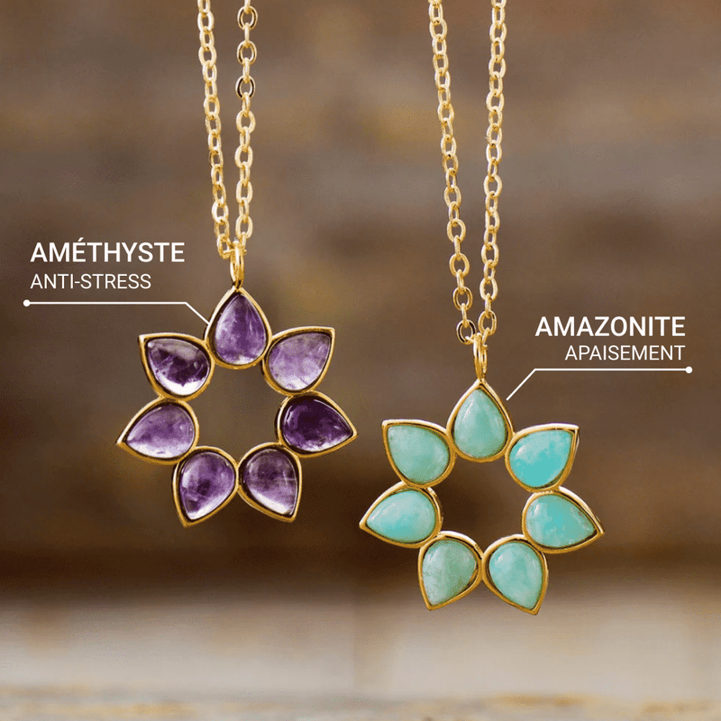 Pendentif &quot;Fleur d&#39;Amour&quot; en Pierres Naturelles -  - L&#39;Arbre des Chakras