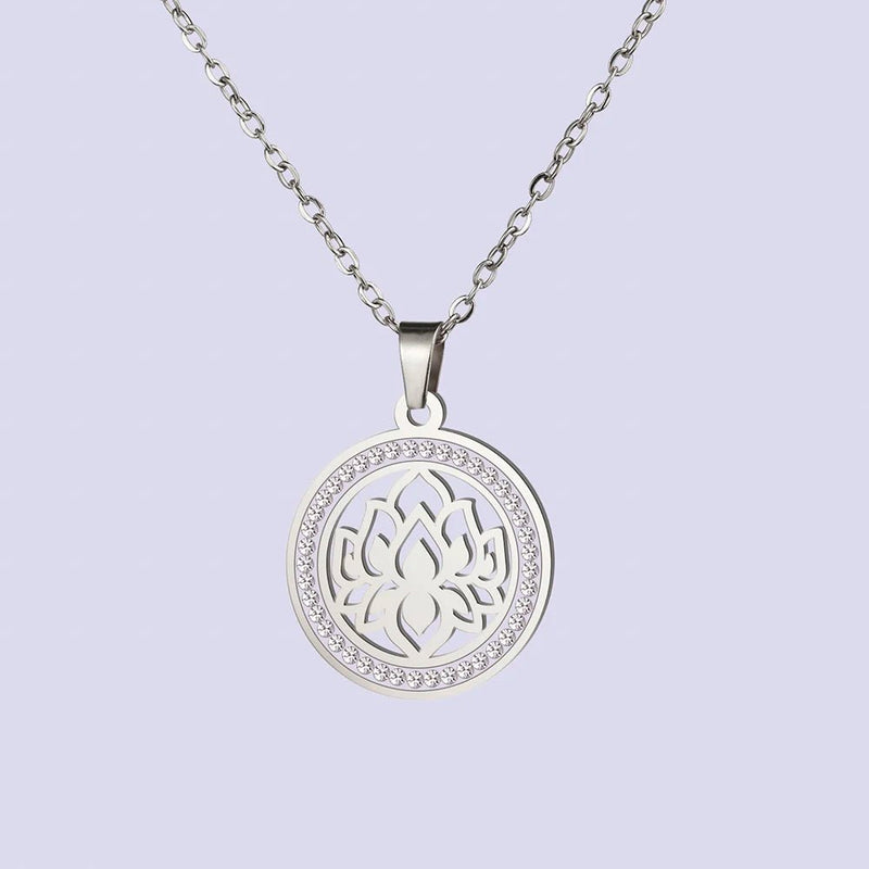 Pendentif &quot;Fleur de Lotus Étincelant&quot; - Argent - L&#39;Arbre des Chakras