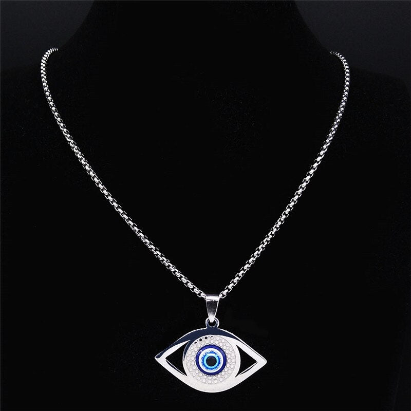 Pendentif Oeil Bleu - Protection du Mauvais Oeil - Argent - L'Arbre des Chakras