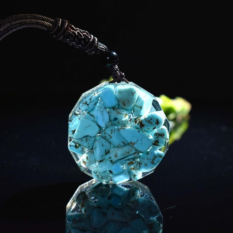 Pendentif Orgonite &quot;Anahata&quot; en Turquoise -  - L&#39;Arbre des Chakras