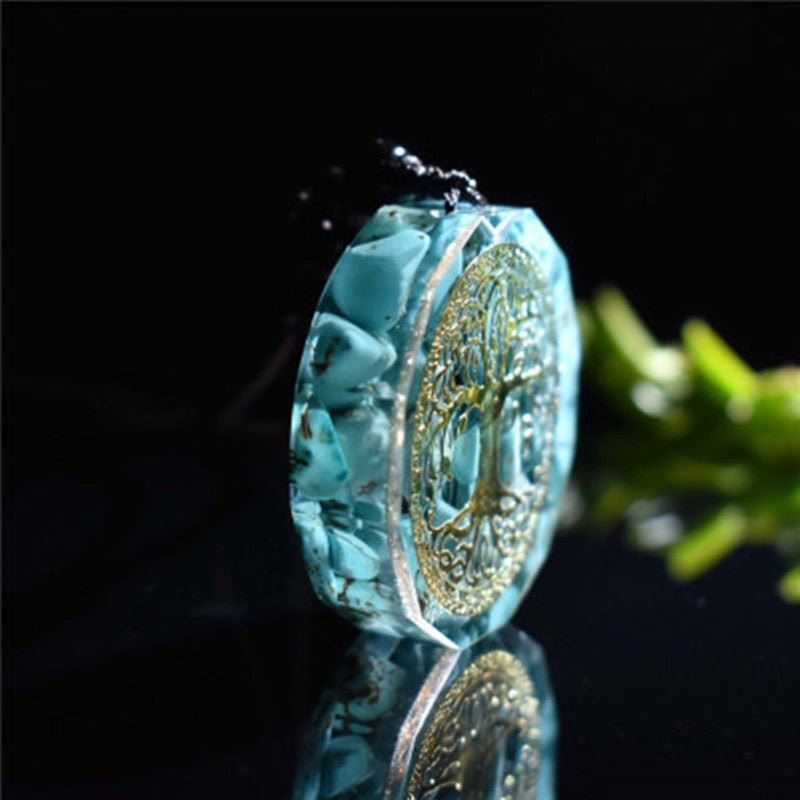 Pendentif Orgonite &quot;Anahata&quot; en Turquoise -  - L&#39;Arbre des Chakras