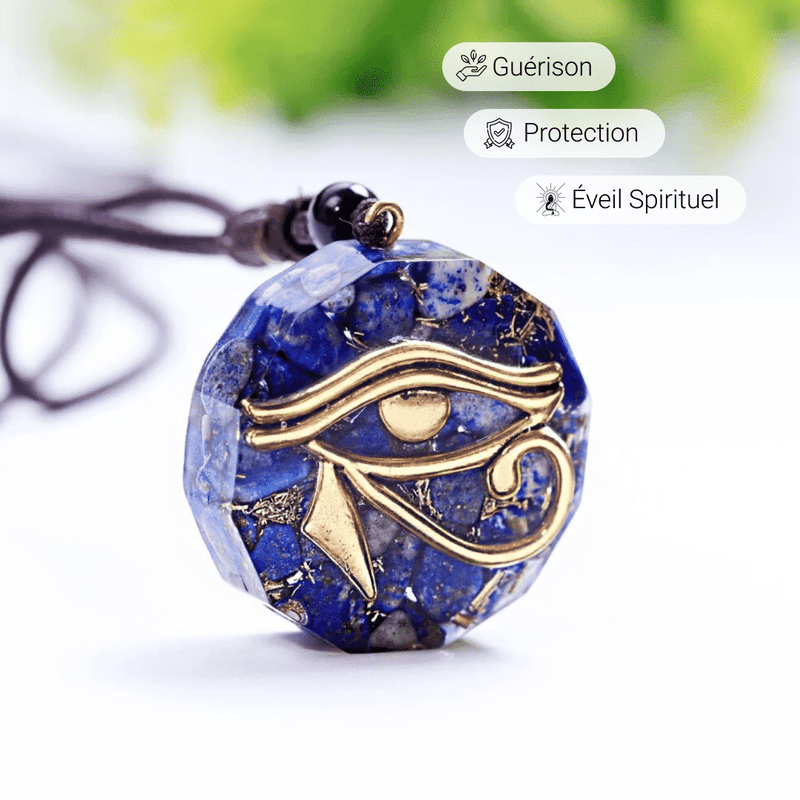 Pendentif Orgonite Oeil d&#39;Horus en Pierres Naturelles -  - L&#39;Arbre des Chakras